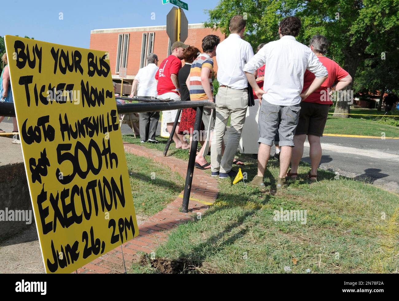 In this photo taken June 12, 2013, death penalty opponents gather
