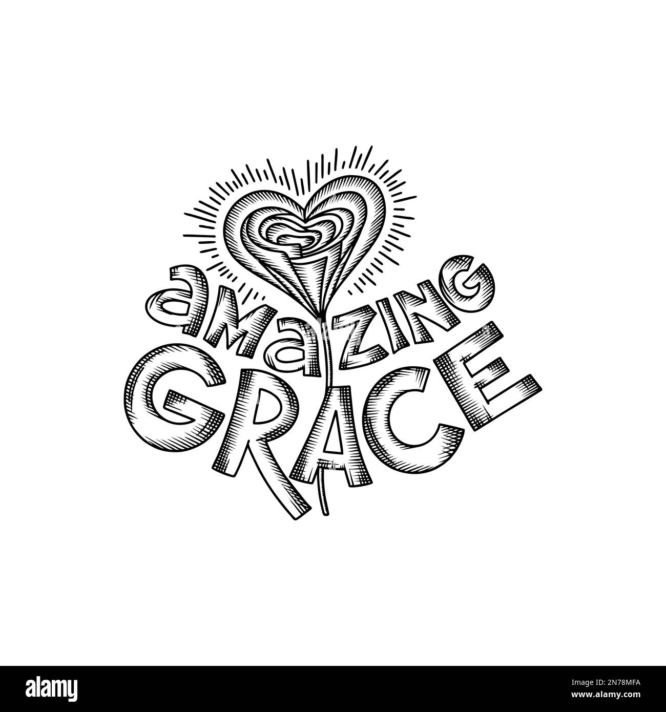 A handdrawn Bible doodle illustration. Amazing Grace is a symbol of