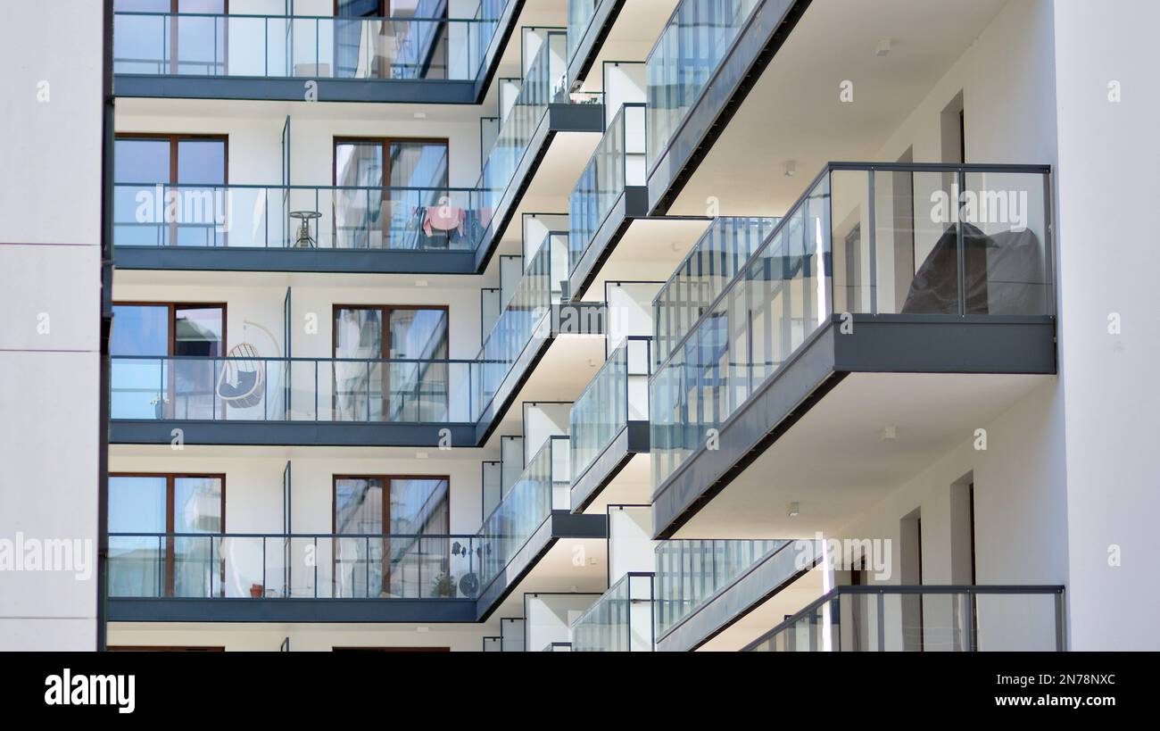 Modern architecture building facade with balconies. New apartments ...