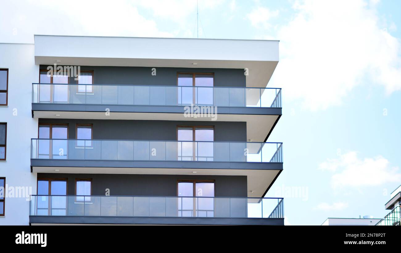 Modern architecture building facade with balconies. New apartments ...