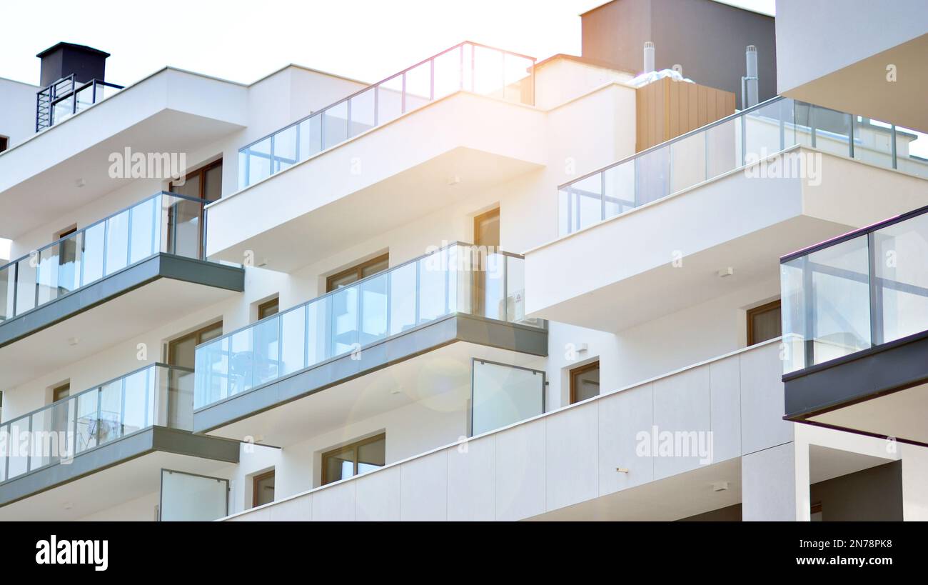 Modern architecture building facade with balconies. New apartments ...