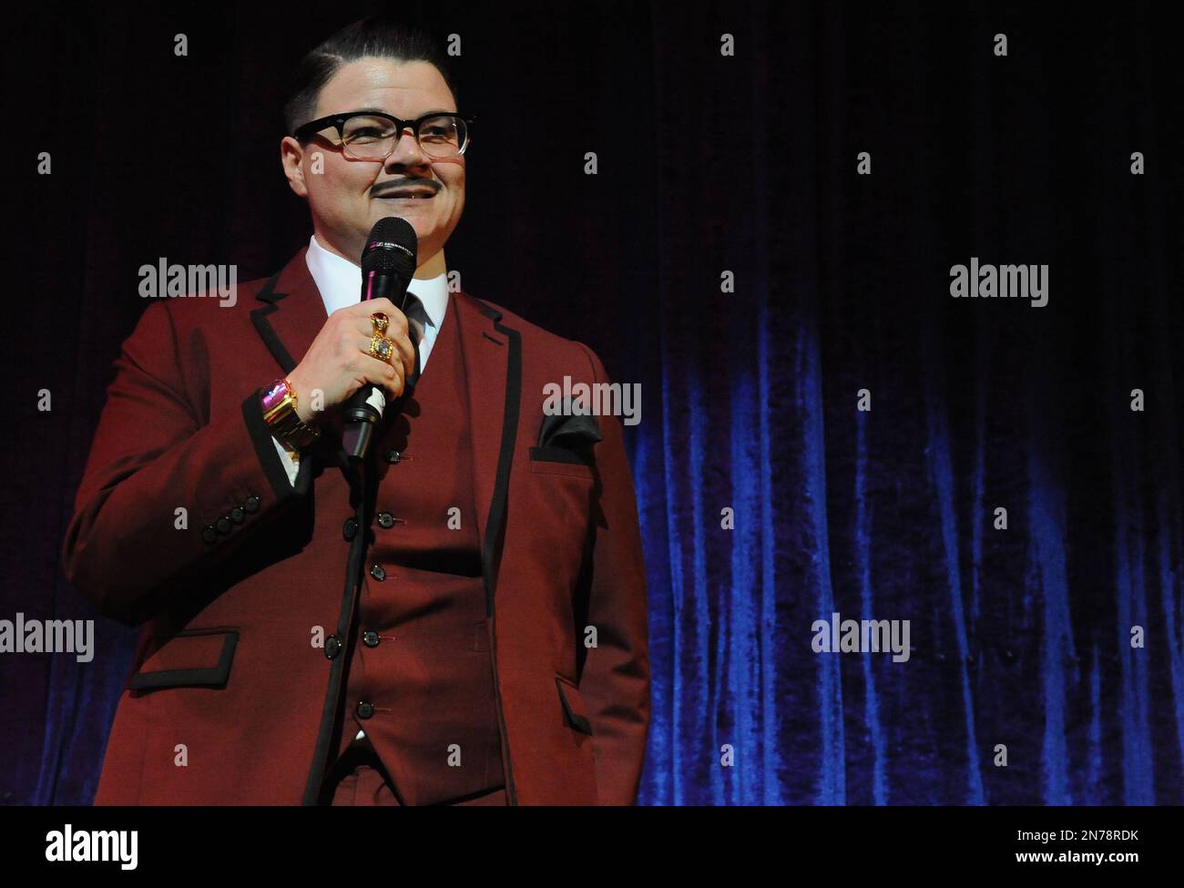 MC Murray Hill performs onstage at Burlesque: Strip Strip Hooray! Starring  Dita Von Teese on Thursday, June 20, 2013 in Los Angeles. (Photo by Katy  Winn/Invision/AP Stock Photo - Alamy