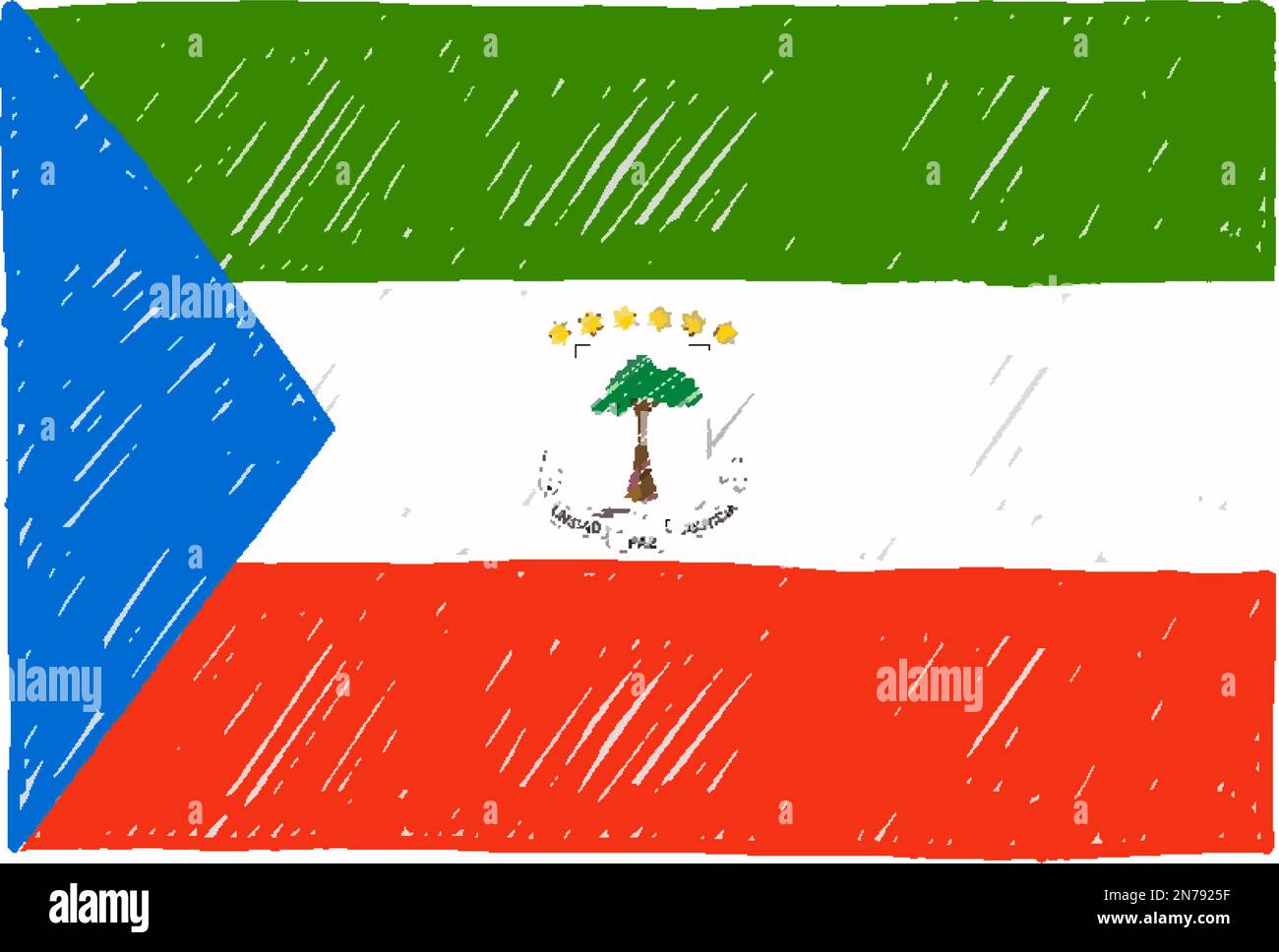 Equatorial Guinea Flag Pencil Color Sketch Illustration Vector Stock Vector
