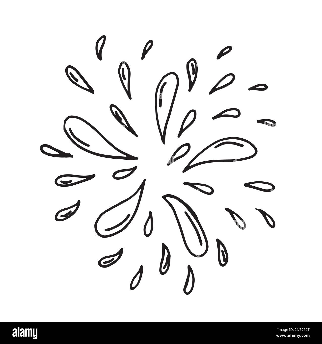 Doodle Water Burst Splash Illustration Hand Drawing Style Vector Stock