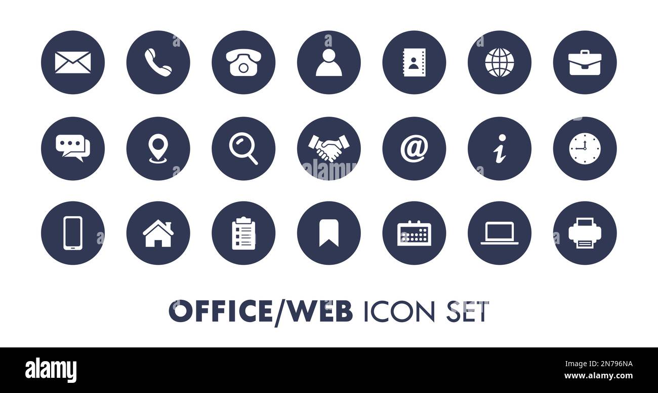 Circular Office Web Essential Vector Icon Collection Stock Vector