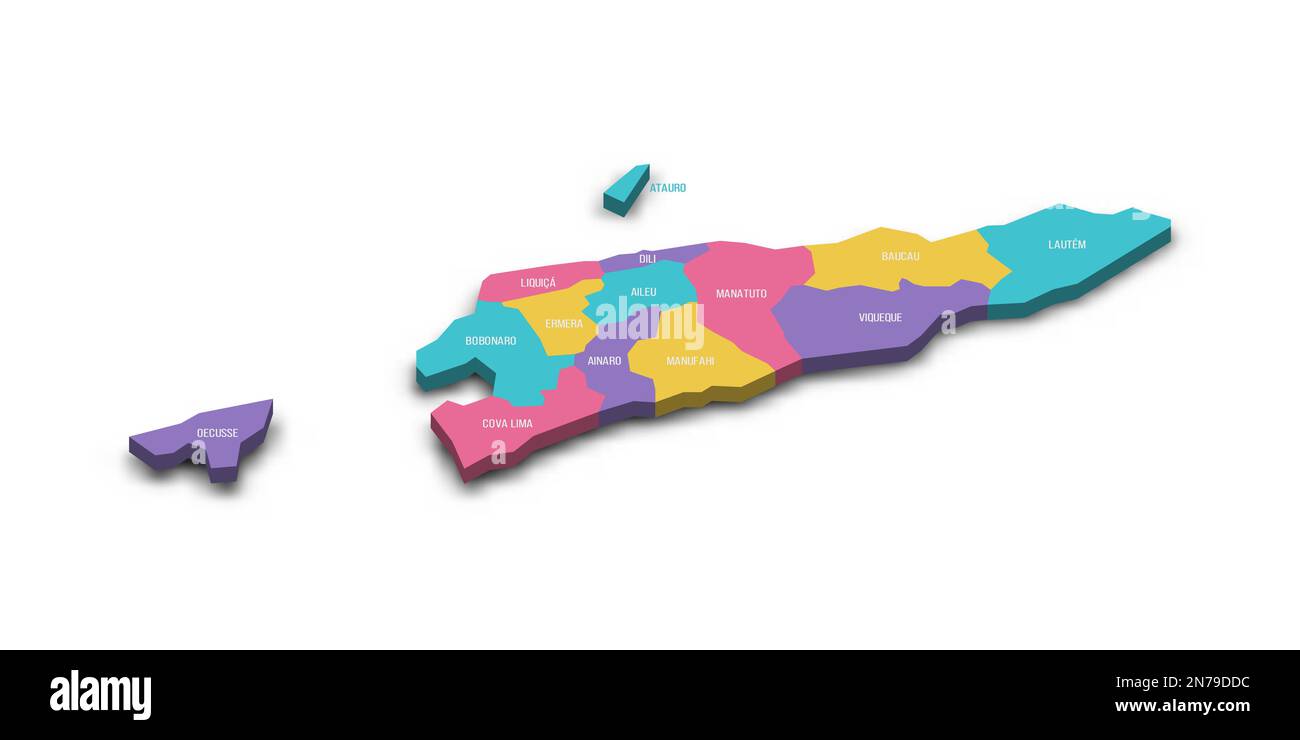 East Timor political map of administrative divisions - municipalities ...