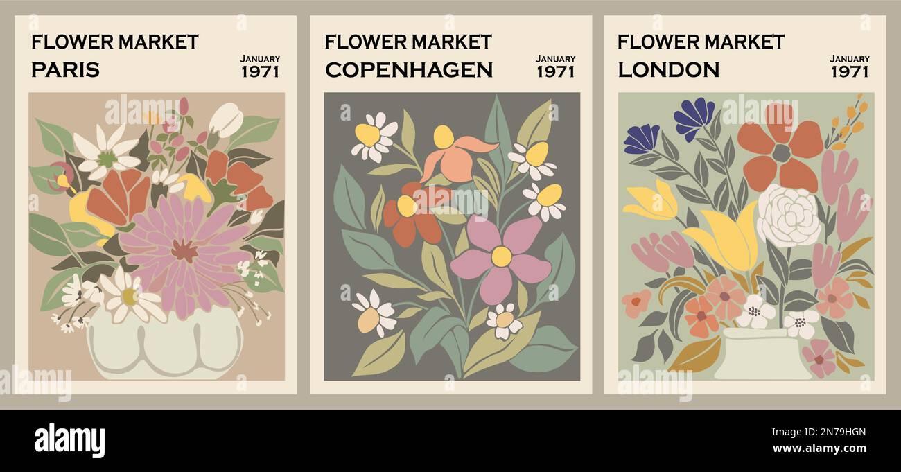 Set of abstract Flower Market posters Stock Vector Image & Art - Alamy