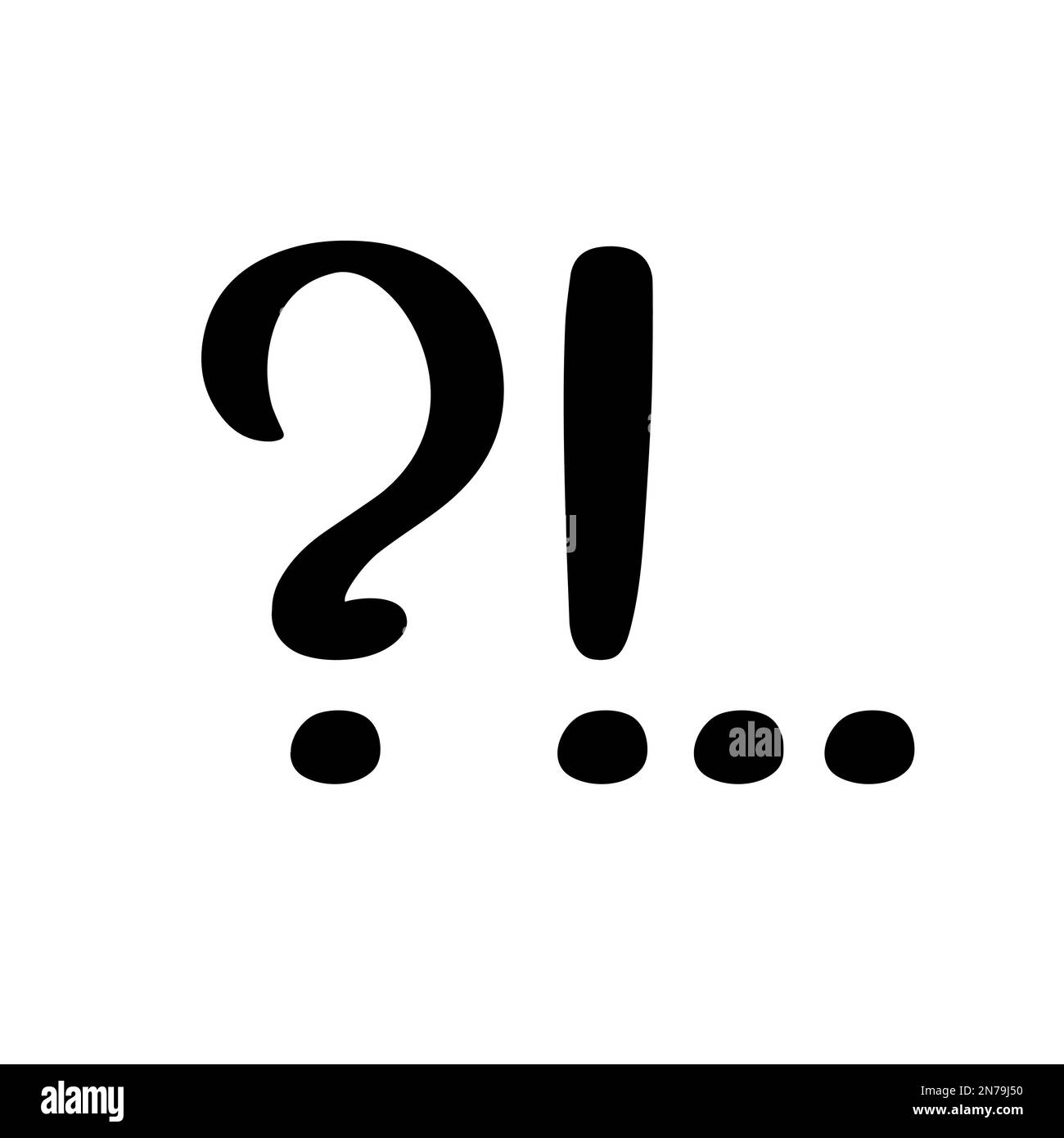 Question and exclamation marks punctuation signs, hand drawn symbol, typography simple vector illustration, interrogation and exclamation Stock Vector