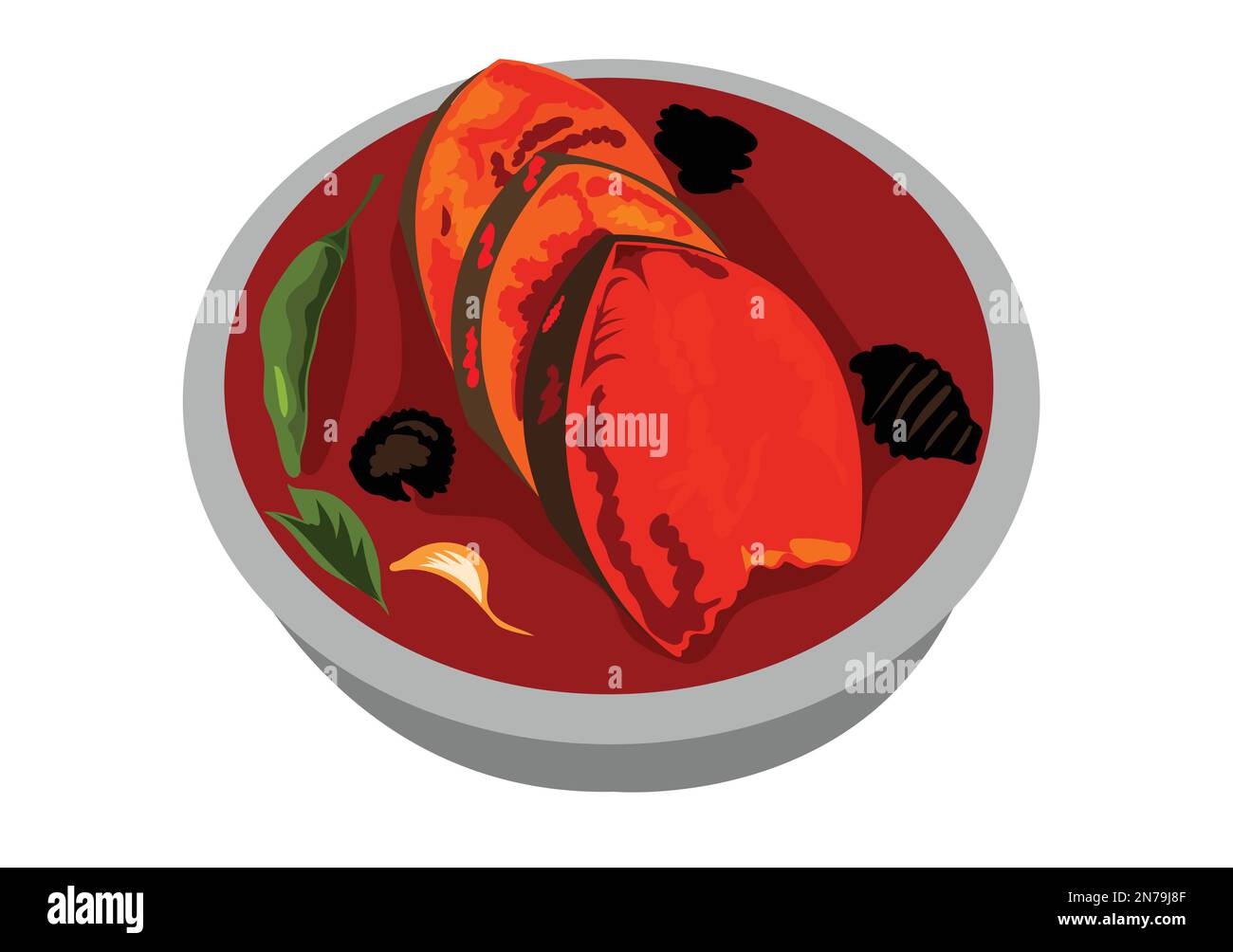 Fish curry Indian and Pakistani food food illustration Stock Vector ...