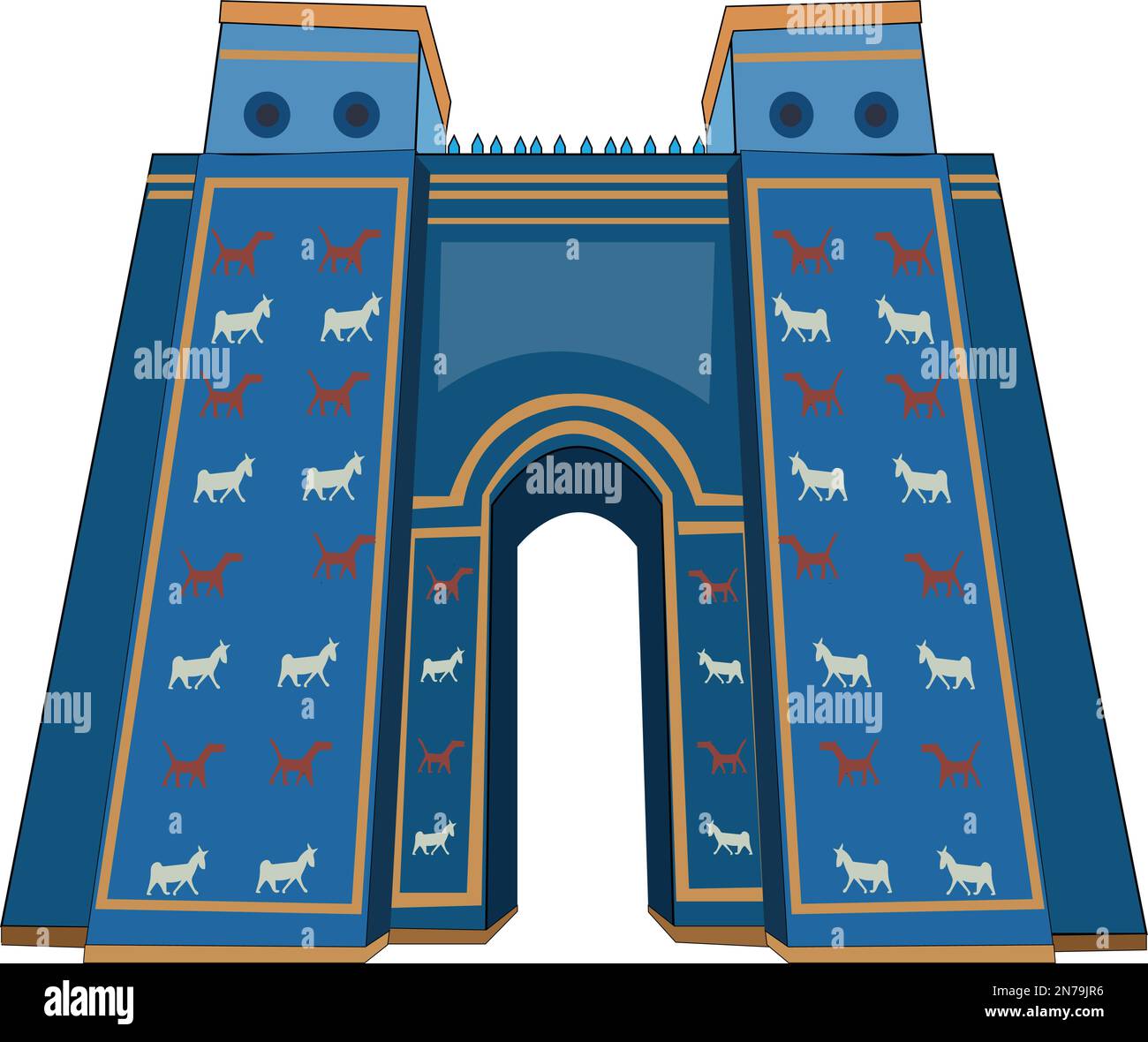 Ishtar gate vector illustration on white background Stock Vector