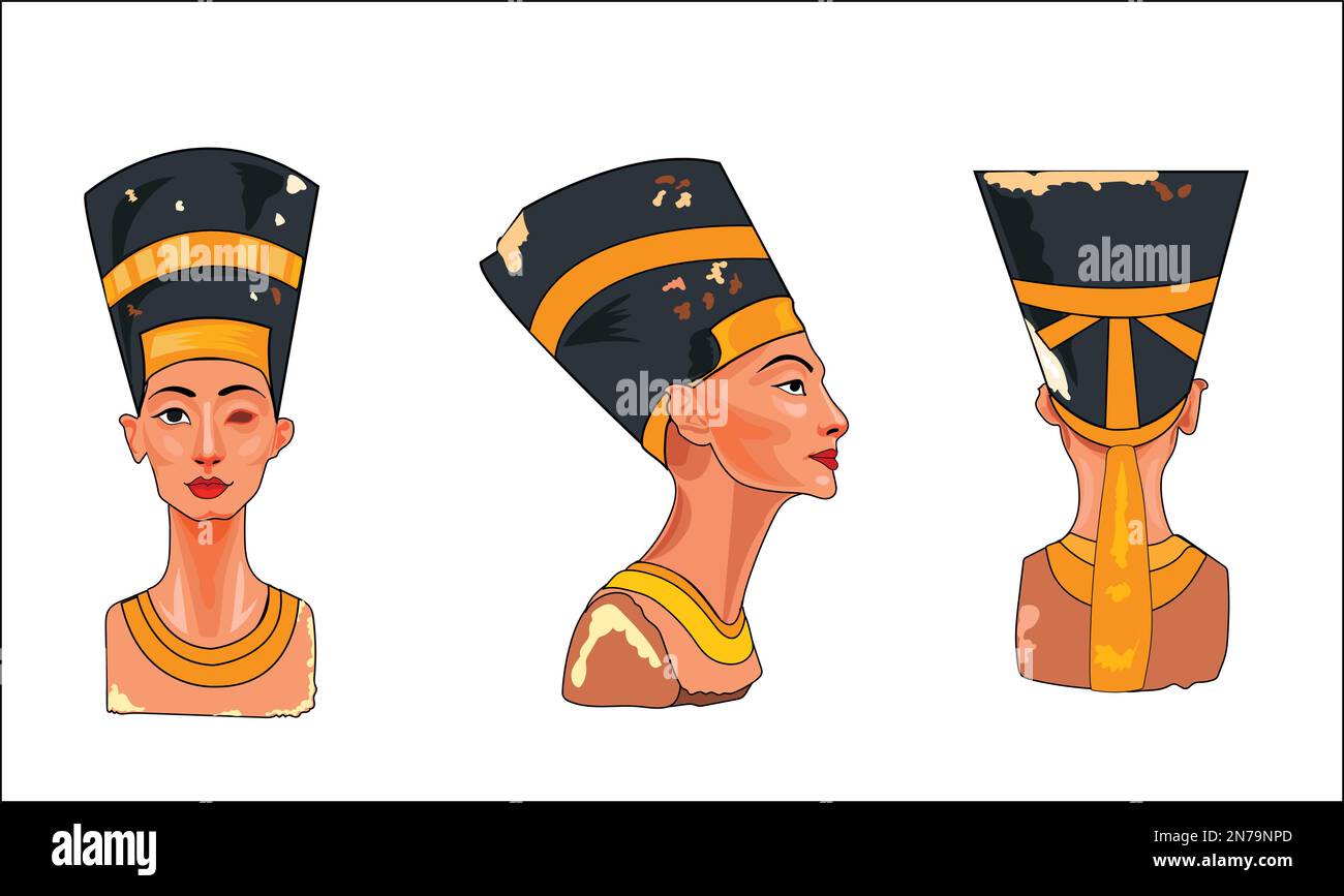 Egyptian queen Nefertiti was isolated on white background Stock Vector ...