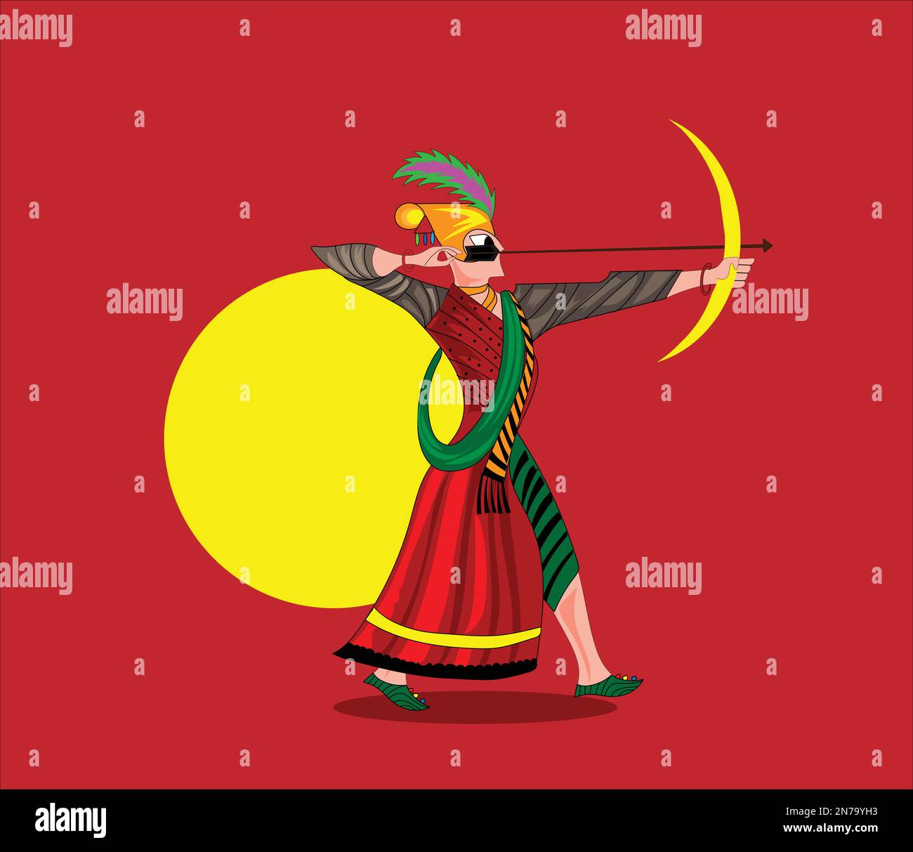 Mughal empire man vector illustration on background Stock Vector