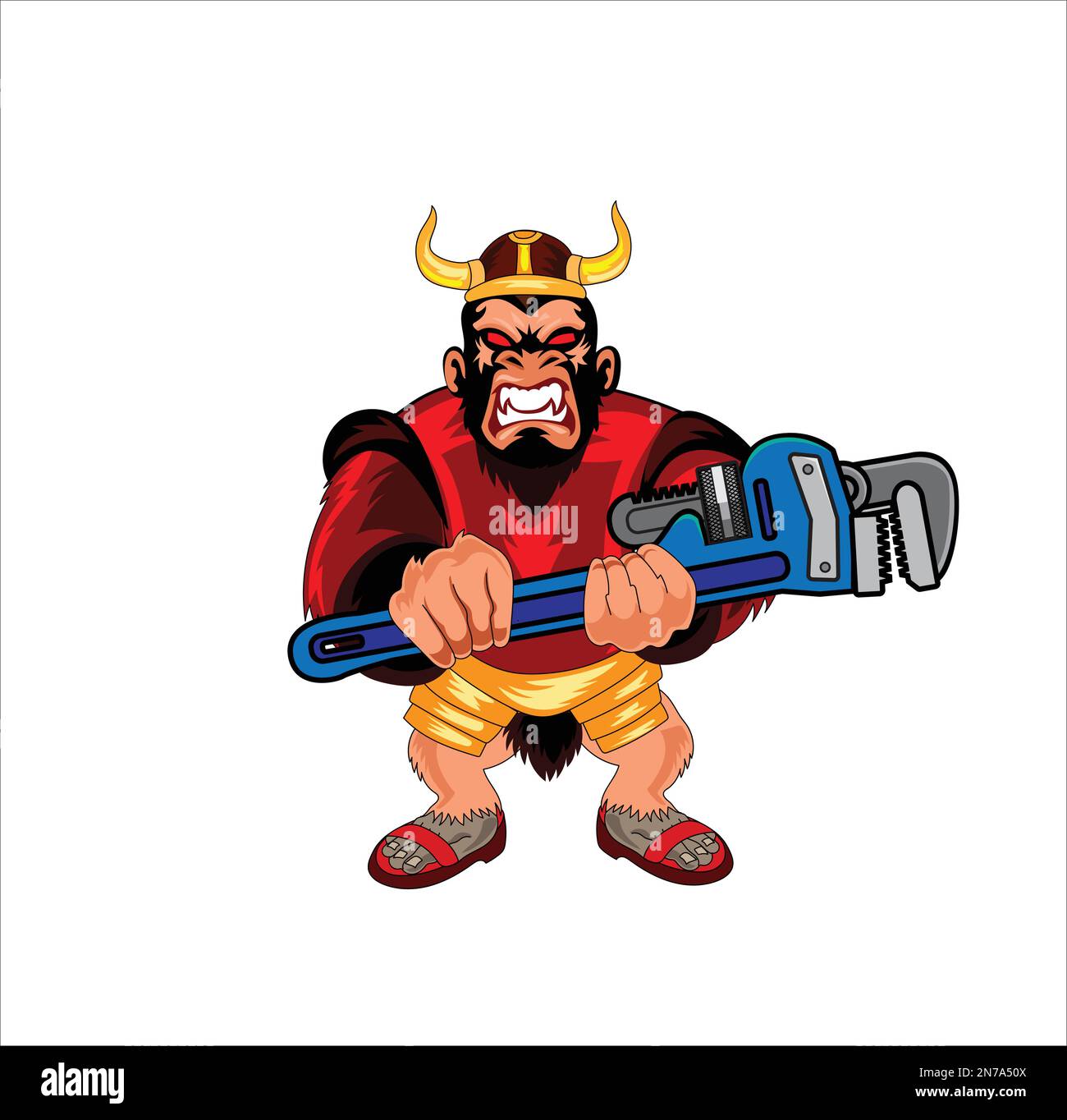 Monkey plumber mascot vector illustration Stock Vector