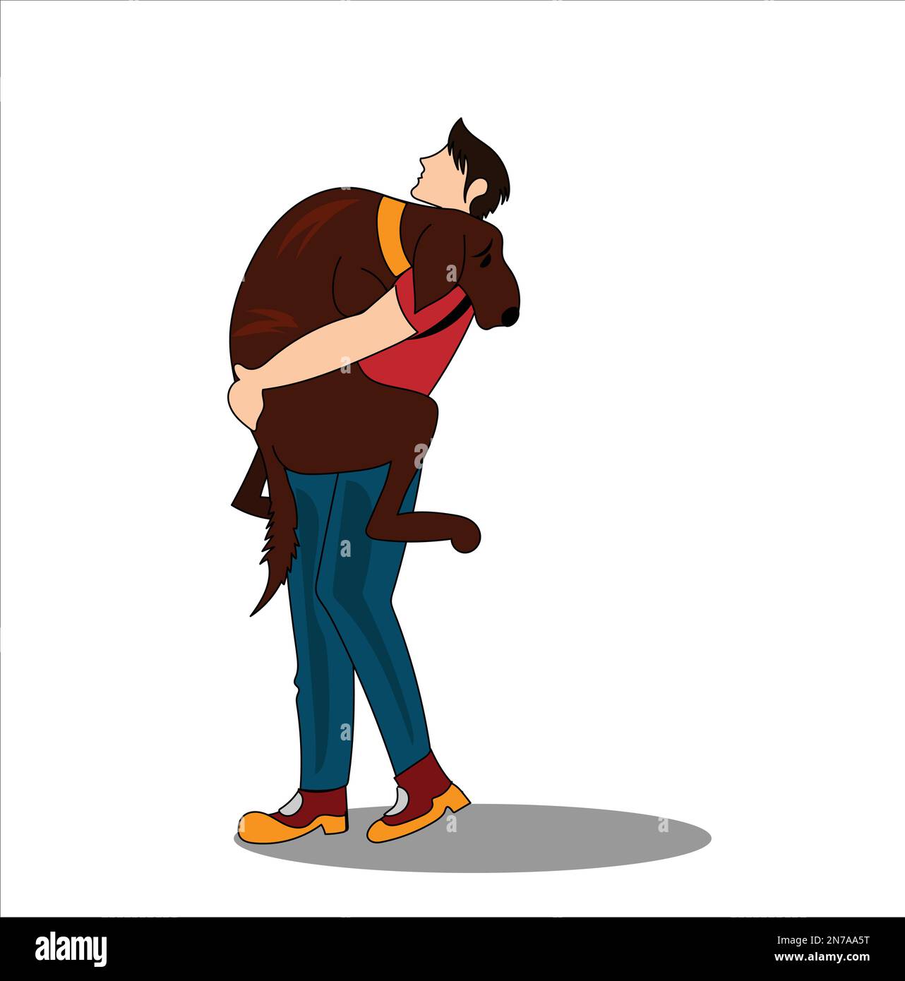 Man hug dog vector Stock Vector Image & Art Alamy