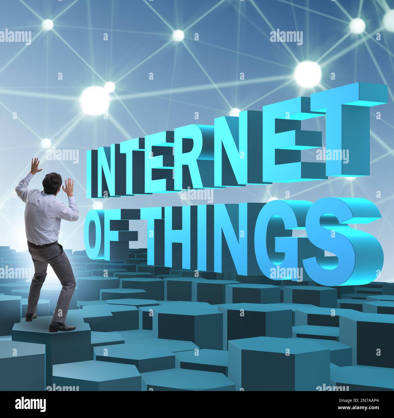 The businessman in internet of things concept Stock Photo - Alamy