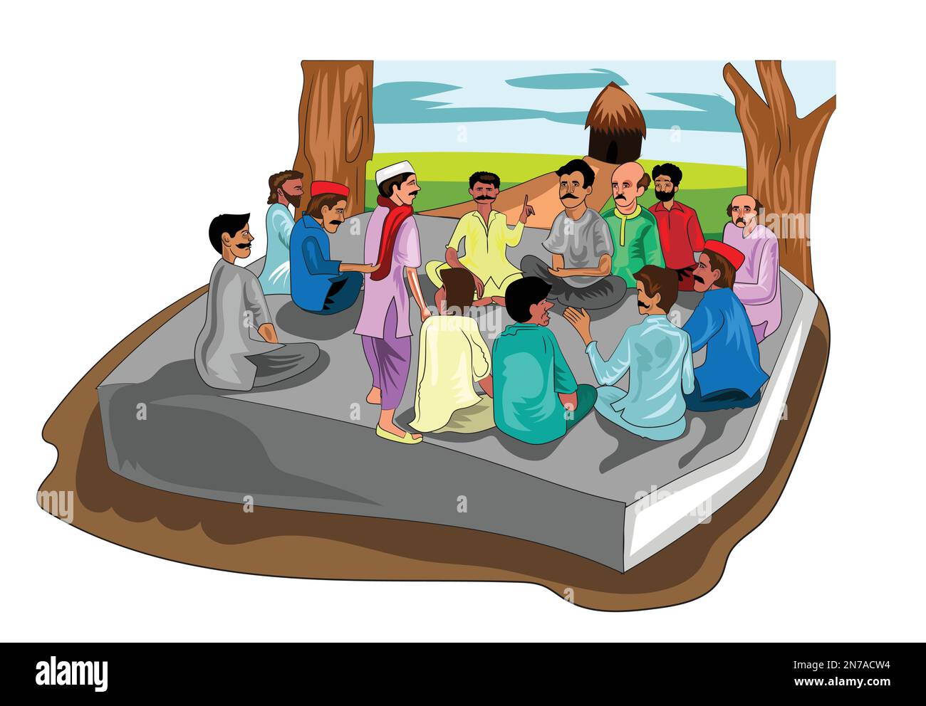 Panchayat vector illustration, Village meeting Stock Vector