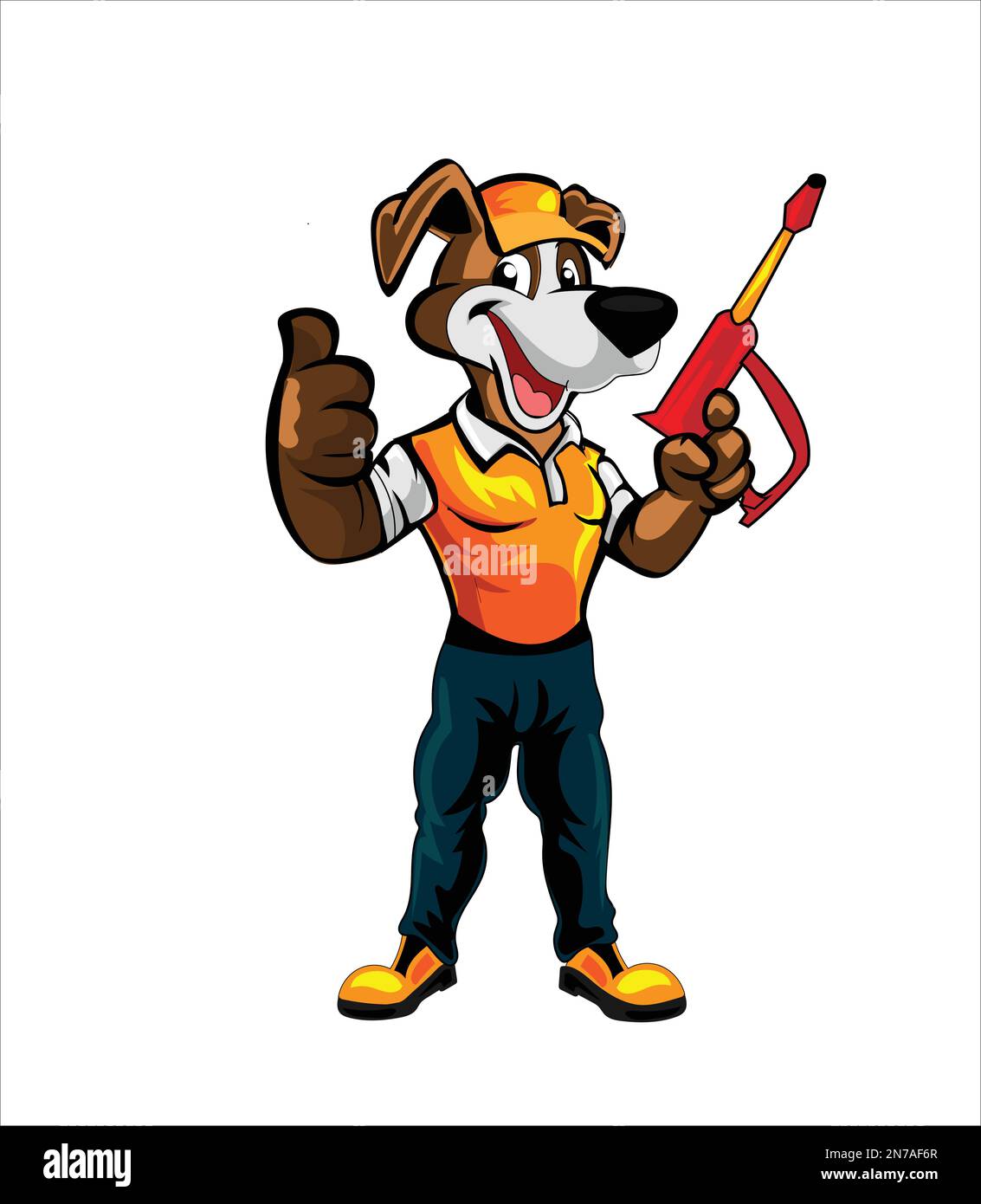 Plumber dog mascot vector illustration on white background Pro Vector Stock Vector