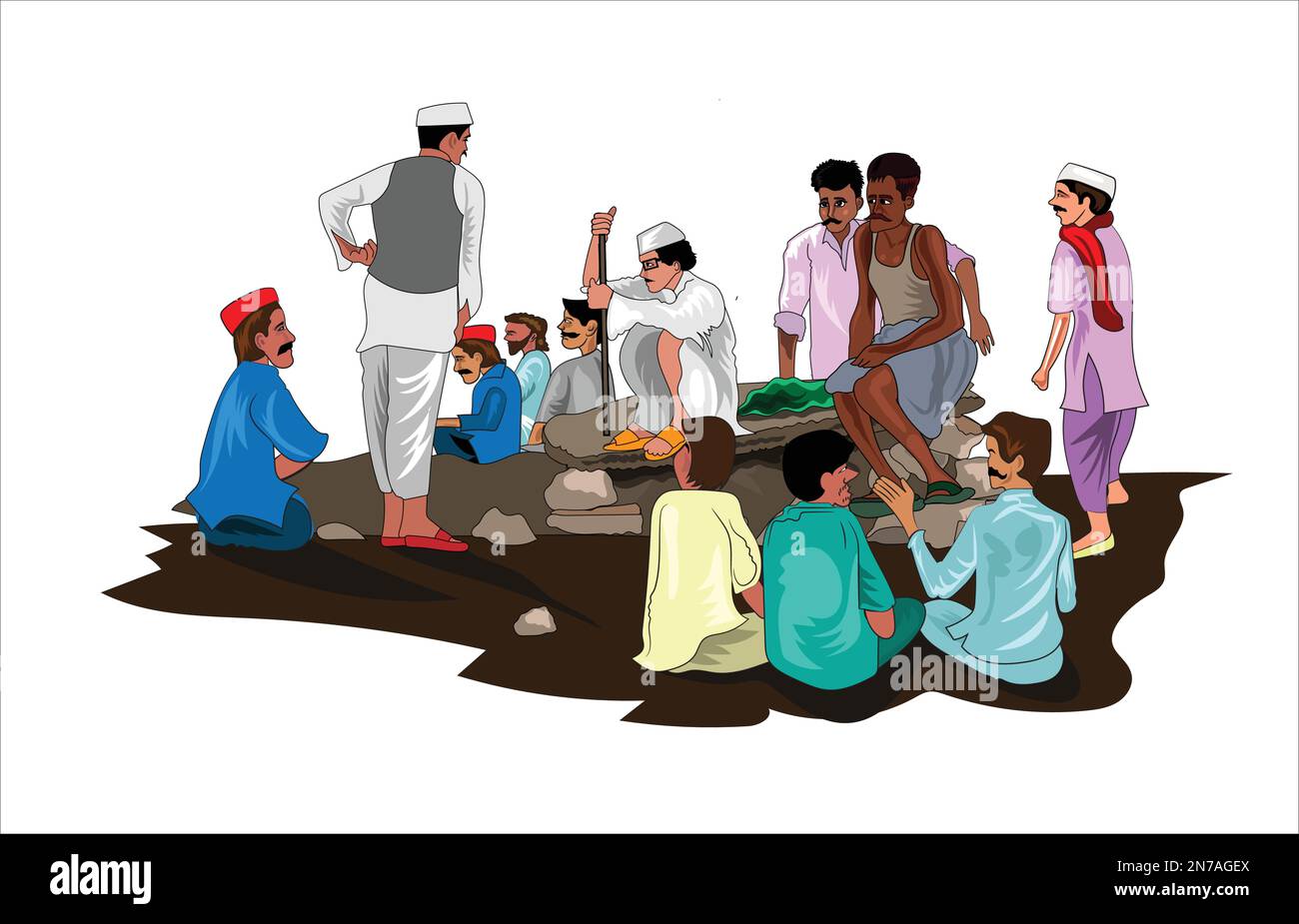 Panchayat vector illustration, Village meeting Stock Vector