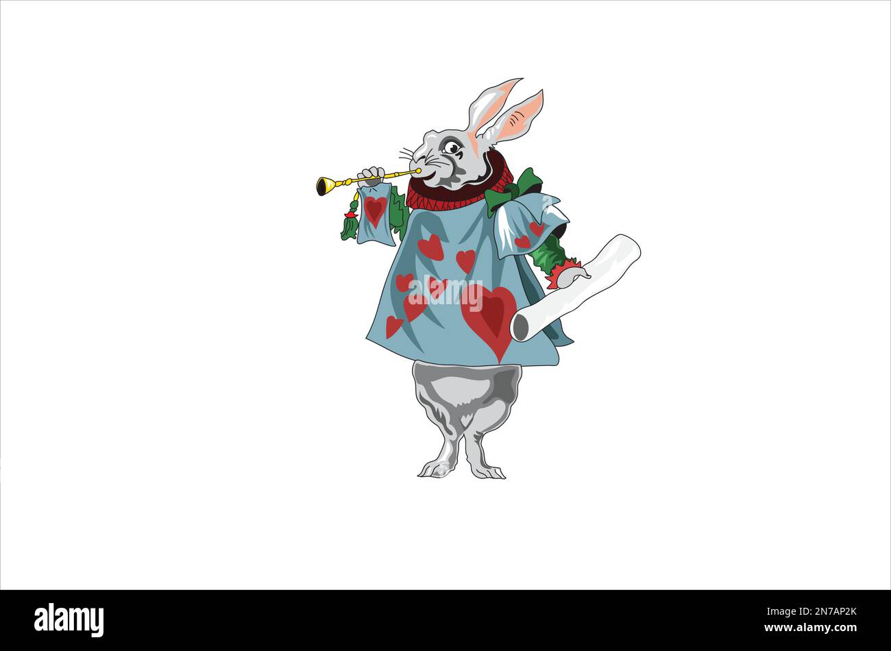 Rabbit playing flute illustration, vector. Stock Vector