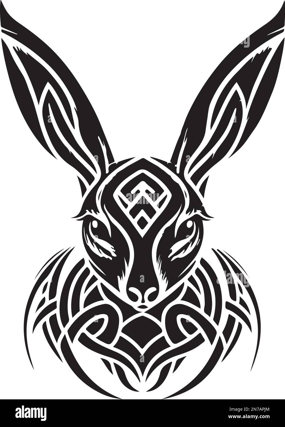Abstract vector rabbit head with ornament. Vector illustration Stock