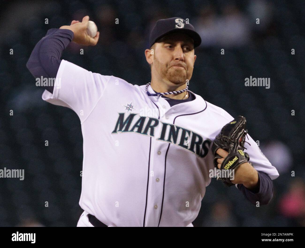 Seattle Mariners pitcher Aaron Harang pitched a shutout game against the Houston Astros Tuesday
