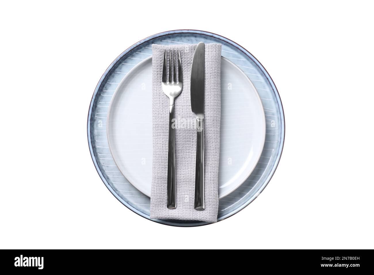 Elegant table setting on white background, top view Stock Photo - Alamy