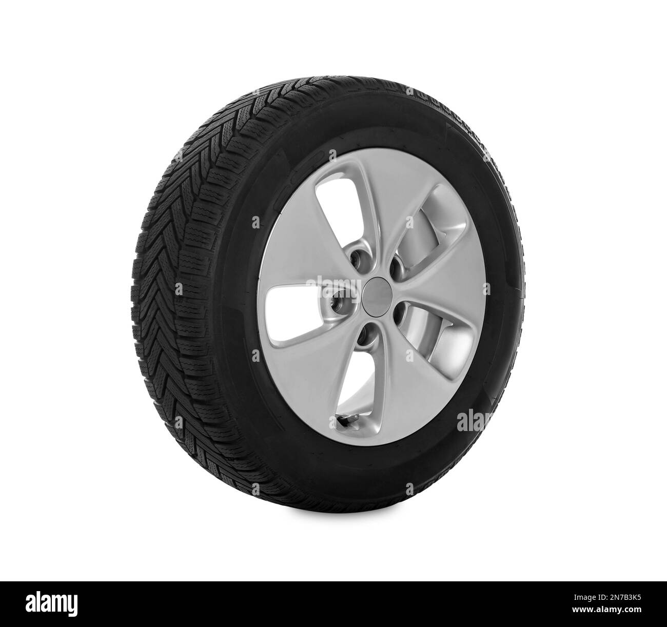 Wheel with winter tire isolated on white Stock Photo Alamy