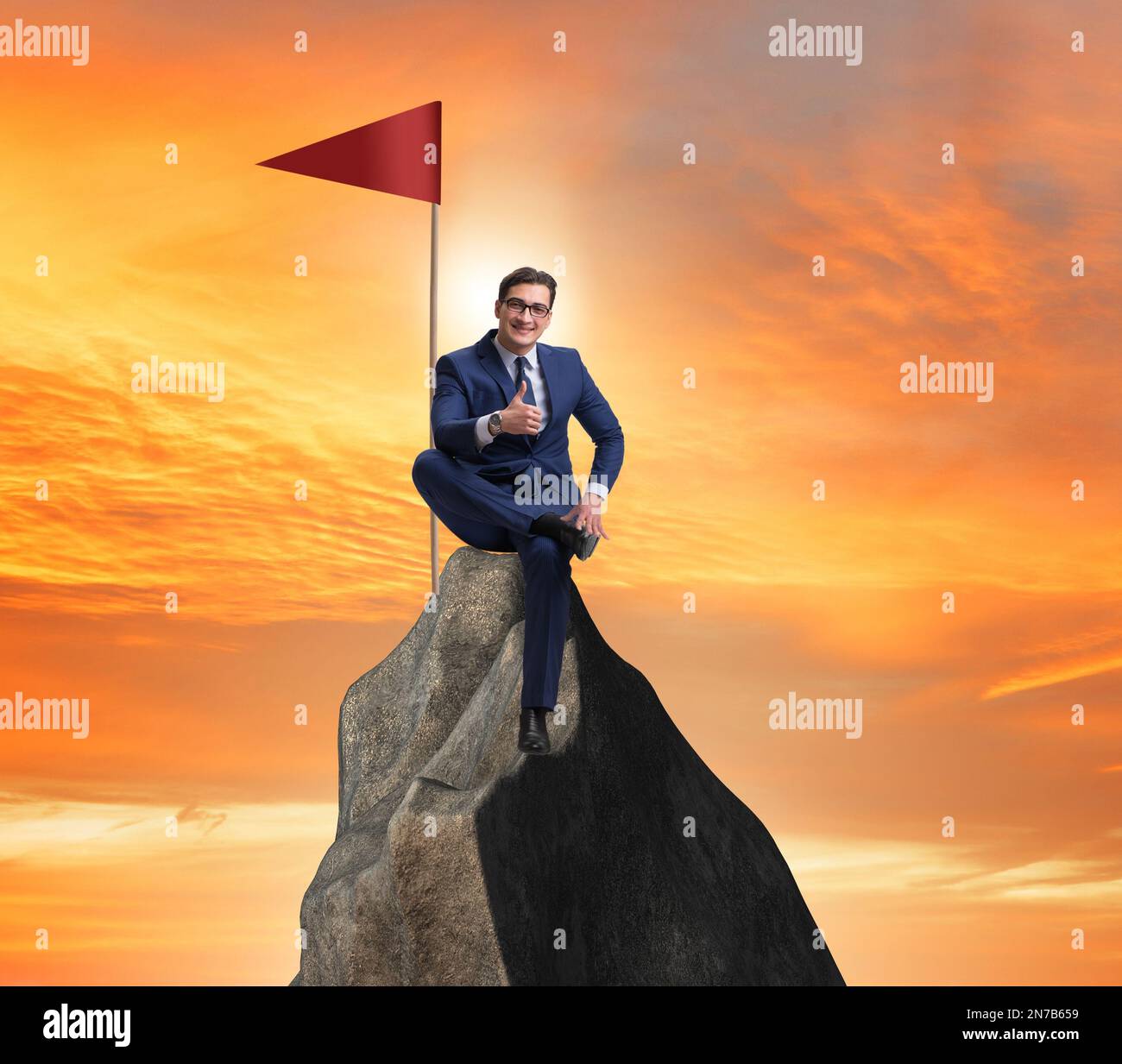 The businessman at the top of mountain Stock Photo - Alamy