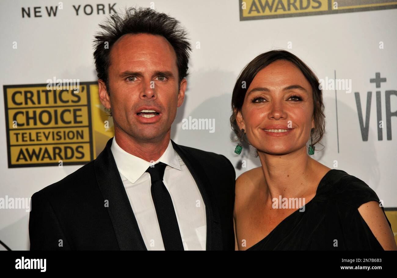 Walton Goggins, left, and Nadia Goggins arrive at the Critics' Choice ...