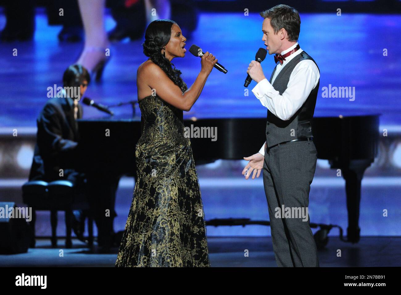 Host Neil Patrick Harris, right, performs with Audra MacDonald, left(01)