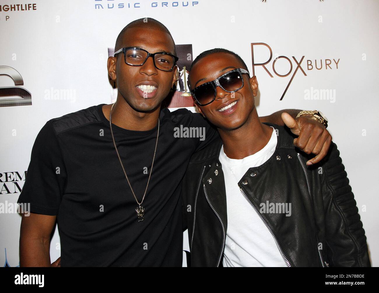 Soccer player Ryan Babel and singer Luigiano Paals arrive at UK 