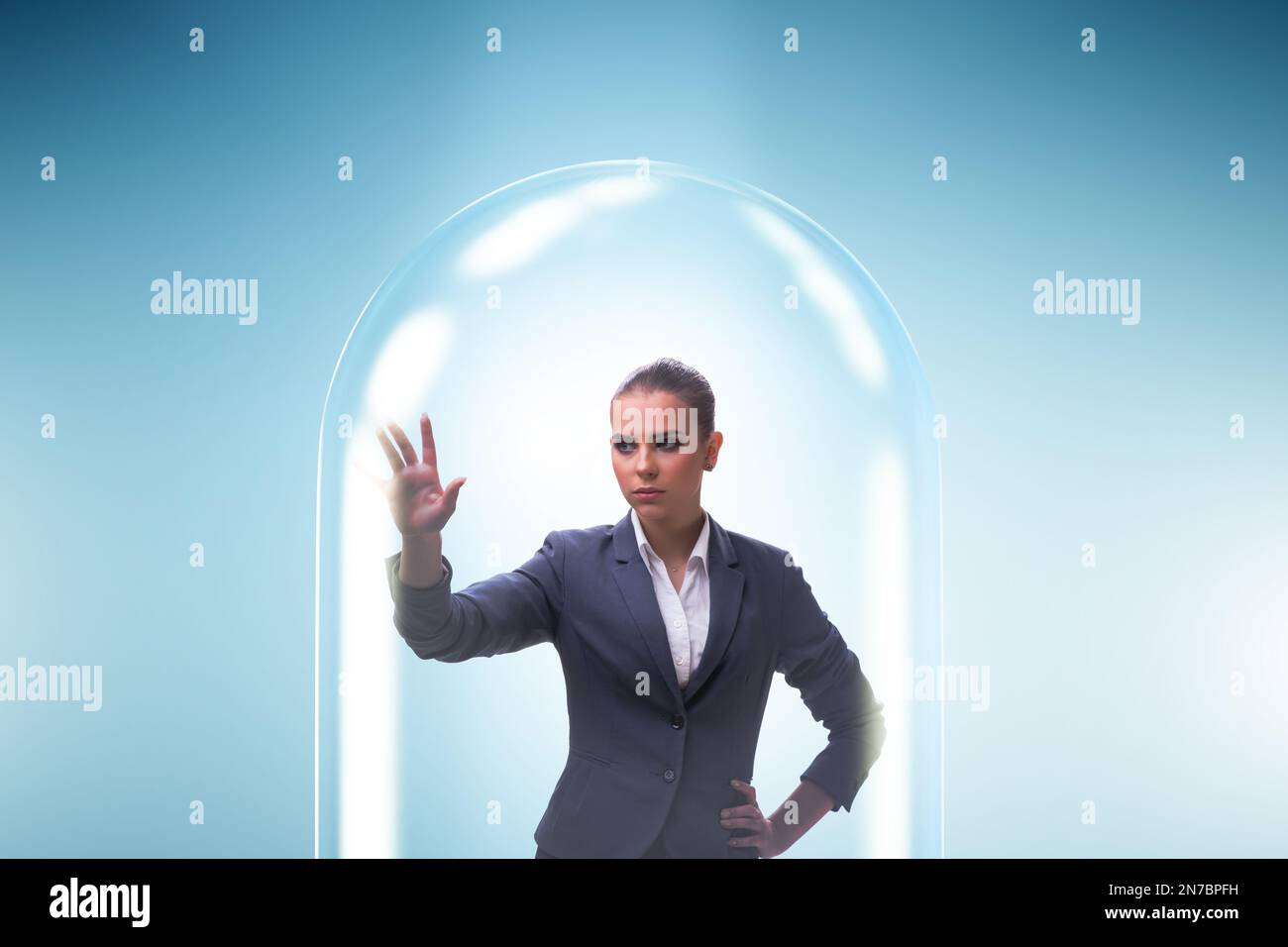 Trapped In Glass Business woman trapped in box hi-res stock photography and images - Alamy
