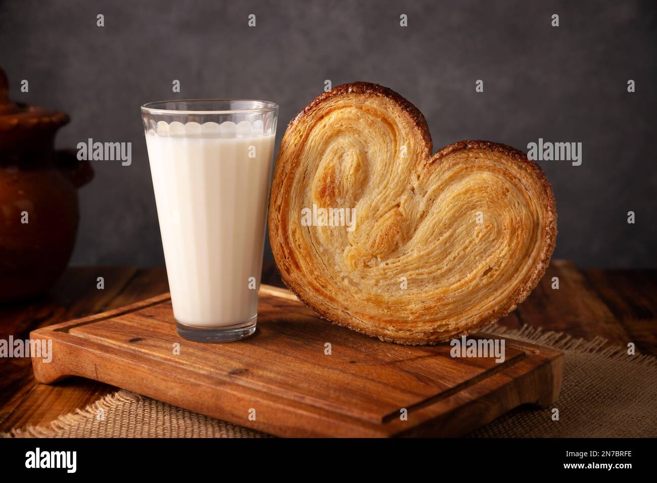 Oreja. Mexican sweet bread made with puff pastry, its name comes from its shape similar to that of ears, of French origin, where it is known as Elepha Stock Photo