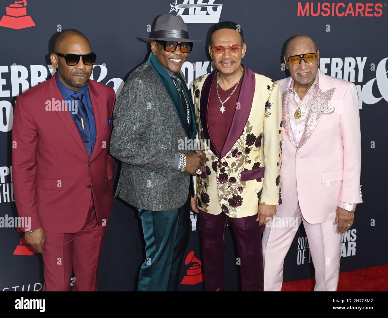 Los Angeles, USA. 03rd Feb, 2023. LOS ANGELES, CA. February 03, 2023: The Four Tops - Ronnie McNeir, Abdul Fakir, Harold Bonhart & Roquel Payton at the MusiCares 2023 Persons of the Year Gala at the Los Angeles Convention Centre. Picture Credit: Paul Smith/Alamy Live News Stock Photo