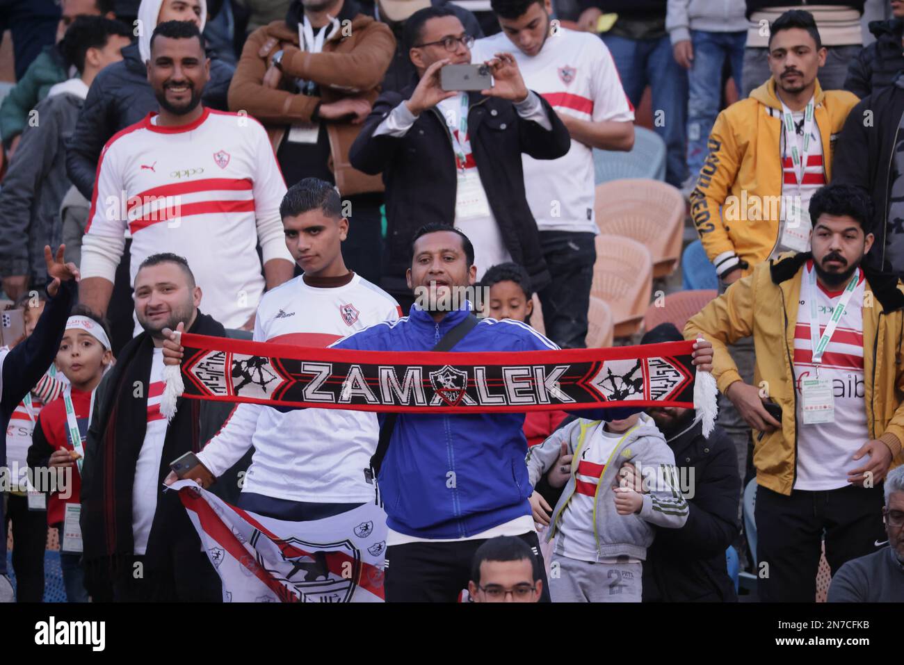 cairo-egypt-10-february-2023-zamalek-sc-fan-with-scarf-during-the