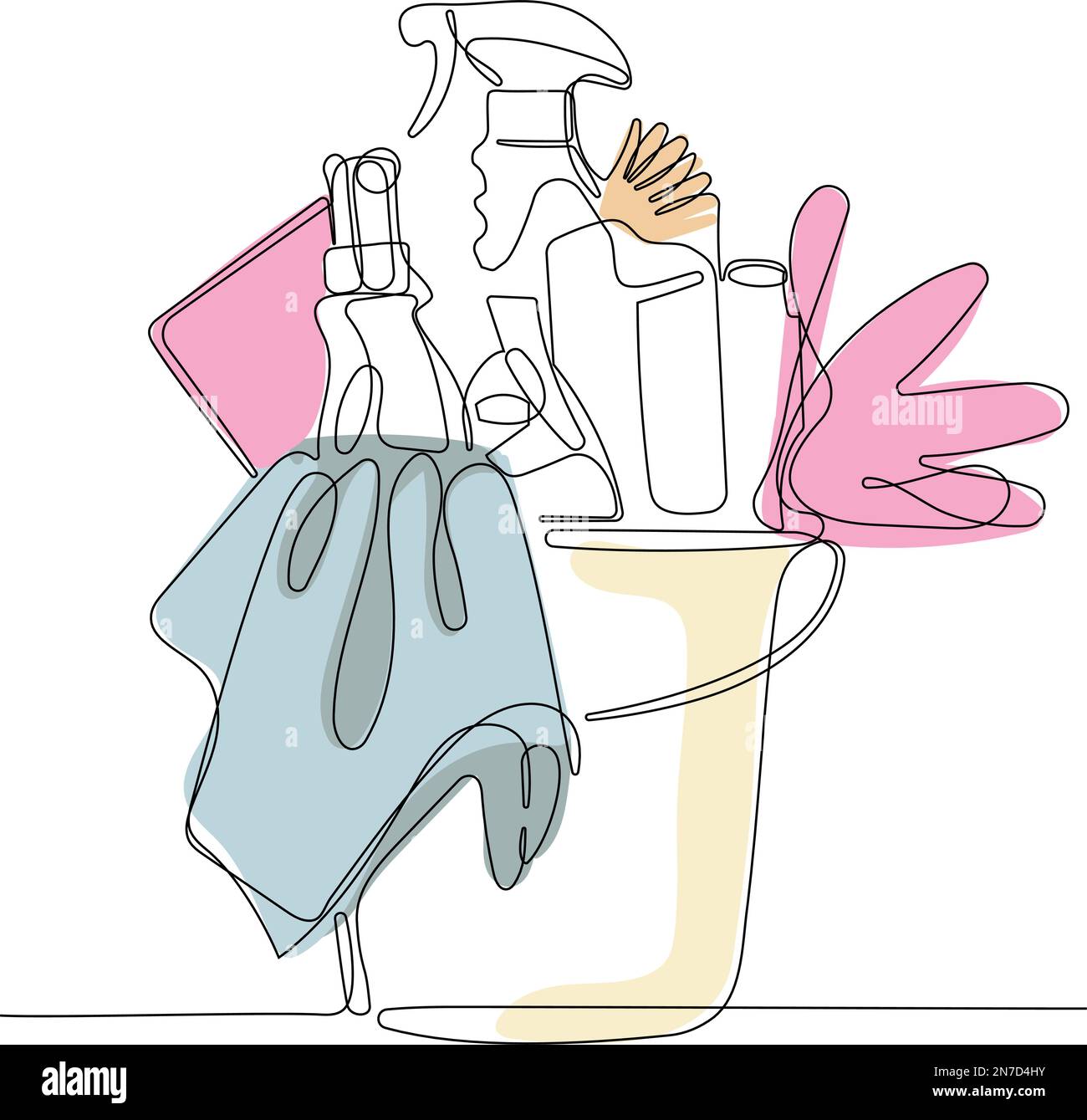 Continuous one line drawing of bottles for liquid laundry detergent