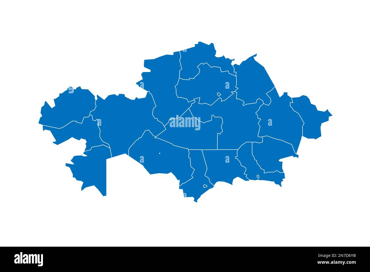 Kazakhstan political map of administrative divisions - regions and cities with region rights and 