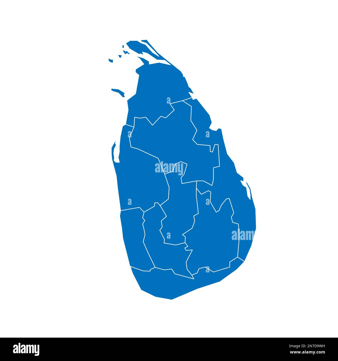 Sri Lanka political map of administrative divisions provinces. Solid