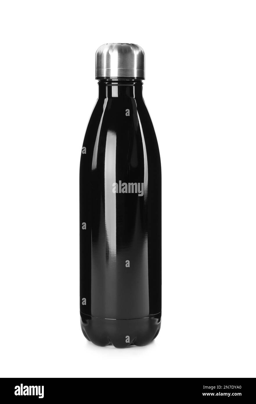 Modern black thermos bottle isolated on white Stock Photo Alamy