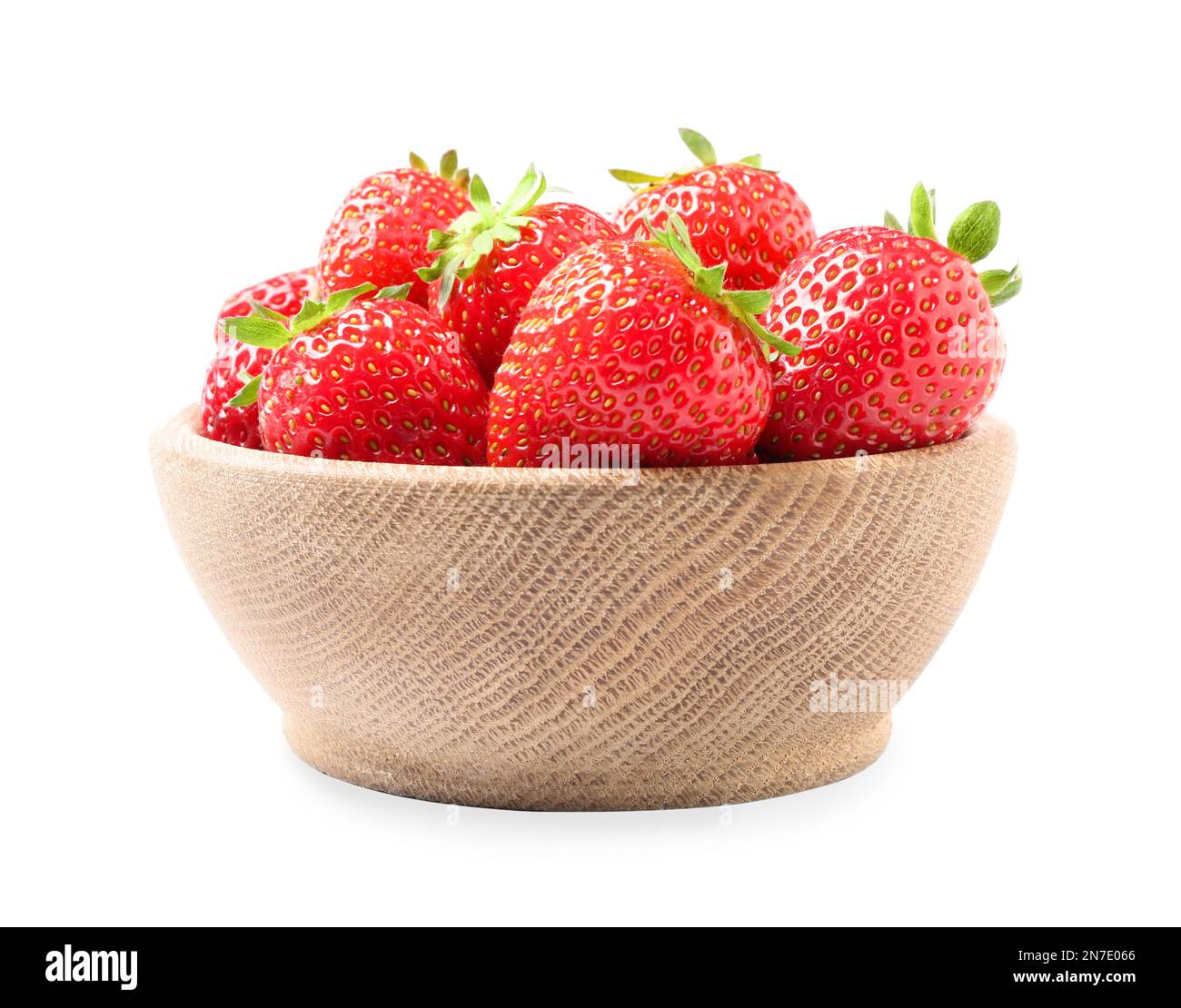 Fresh red strawberries in wooden bowl isolated on white Stock Photo - Alamy