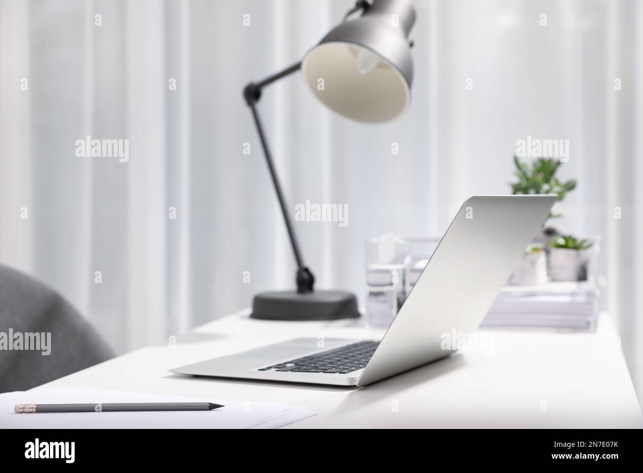 Interior modern workplace laptop papers hi-res stock photography and ...