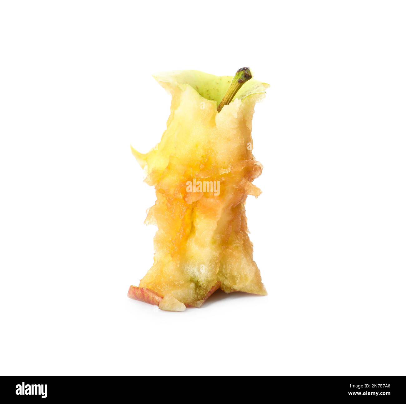 Apple core on white background. Composting of organic waste Stock Photo