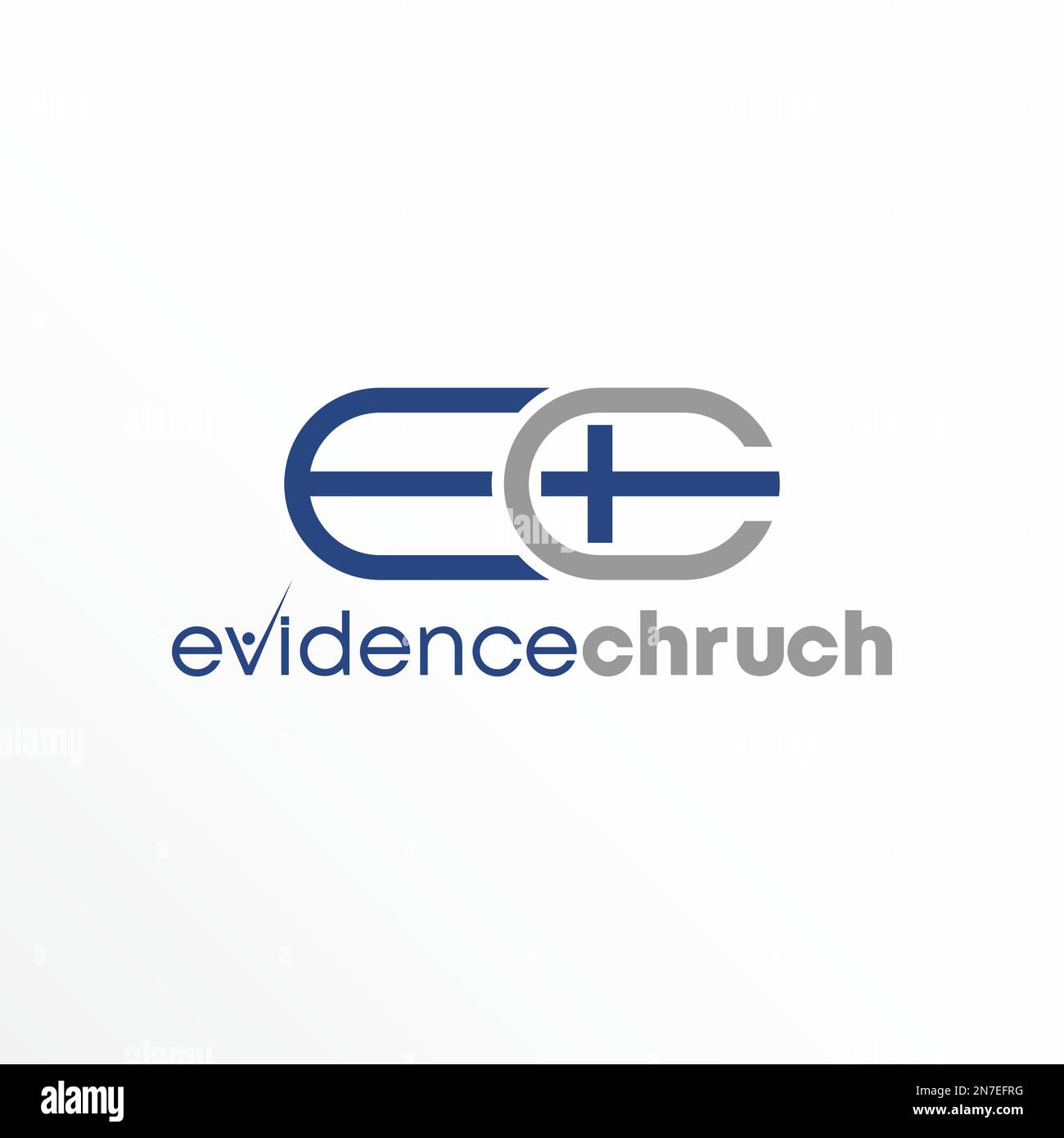 Letter or word EC ellipse line font with Church image graphic icon logo design abstract concept vector stock symbol related to religion or initial. Stock Vector