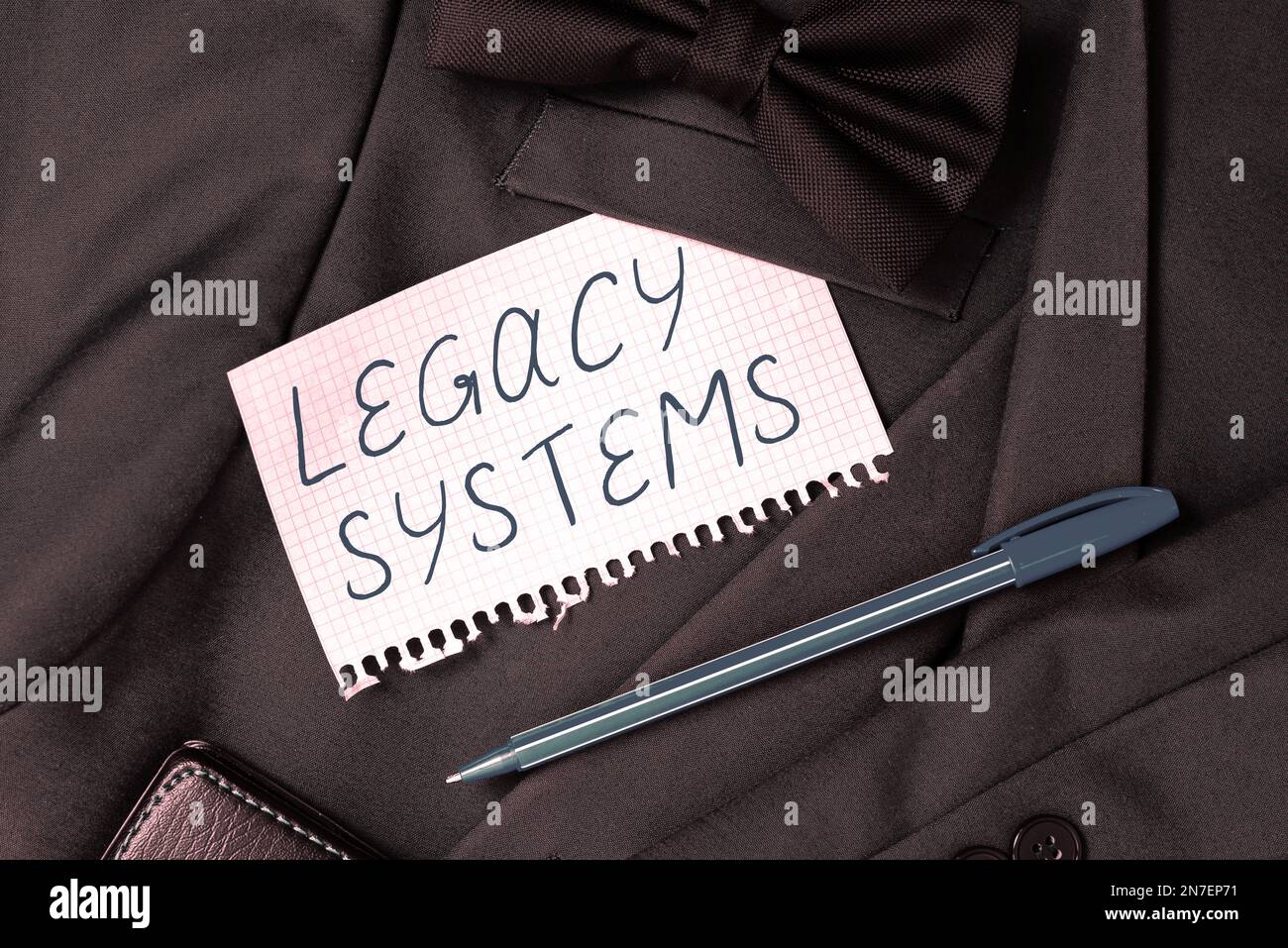 Sign displaying Legacy Systems. Concept meaning old method technology computer system or application program Stock Photo