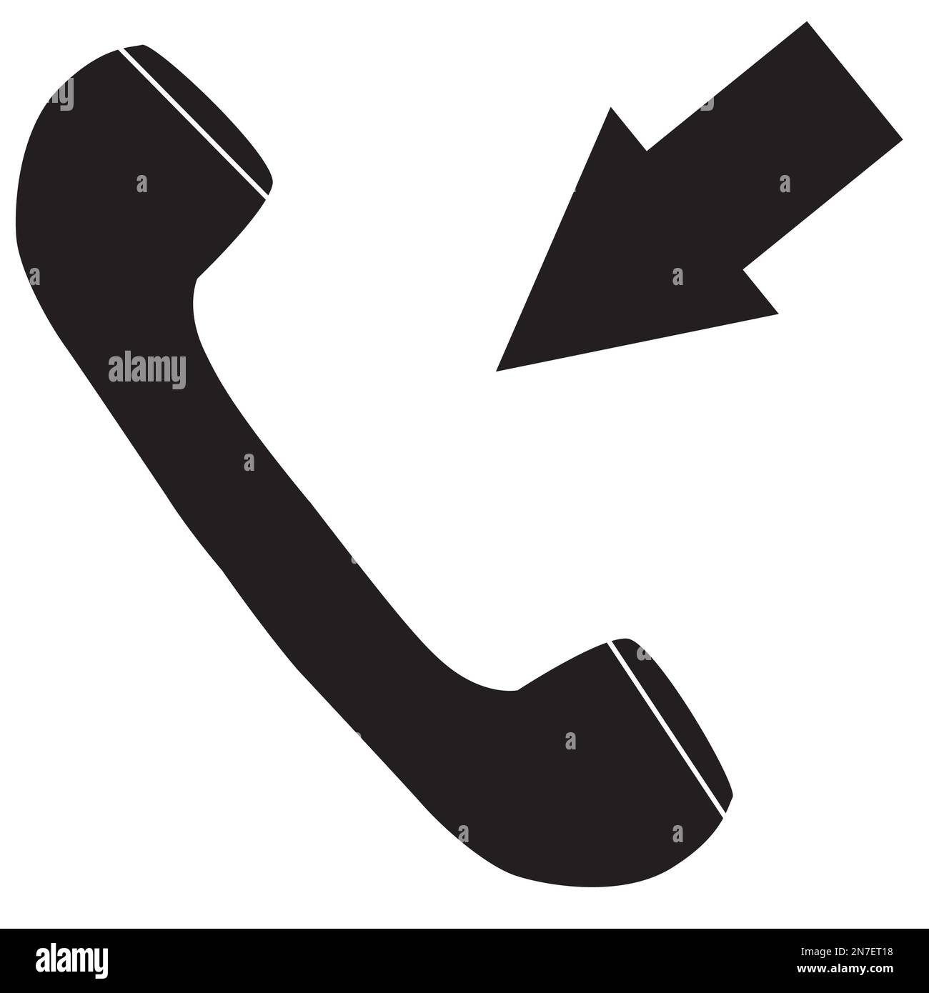 call icon on white background. Phone handset with arrow symbol
