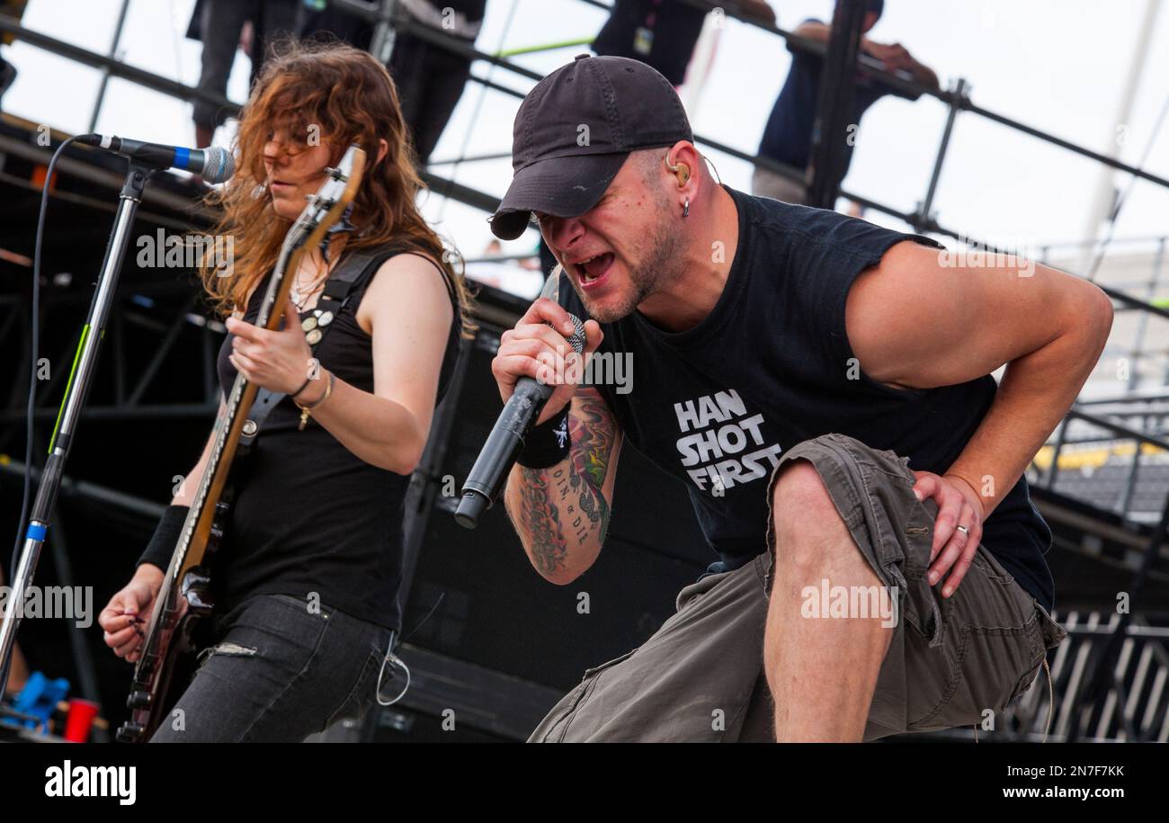 Jeanne Sagan and Philip Labonte of All That Remains perform at