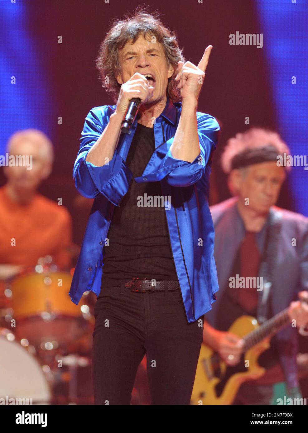 Mick Jagger of the Rolling Stones performs on the "50 & Counting" tour