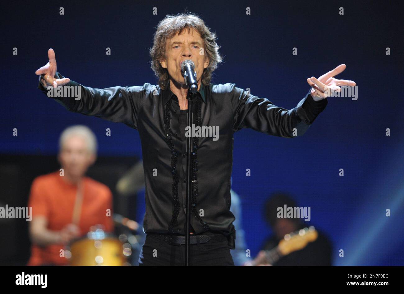 Mick Jagger of the Rolling Stones performs on the "50 & Counting" tour