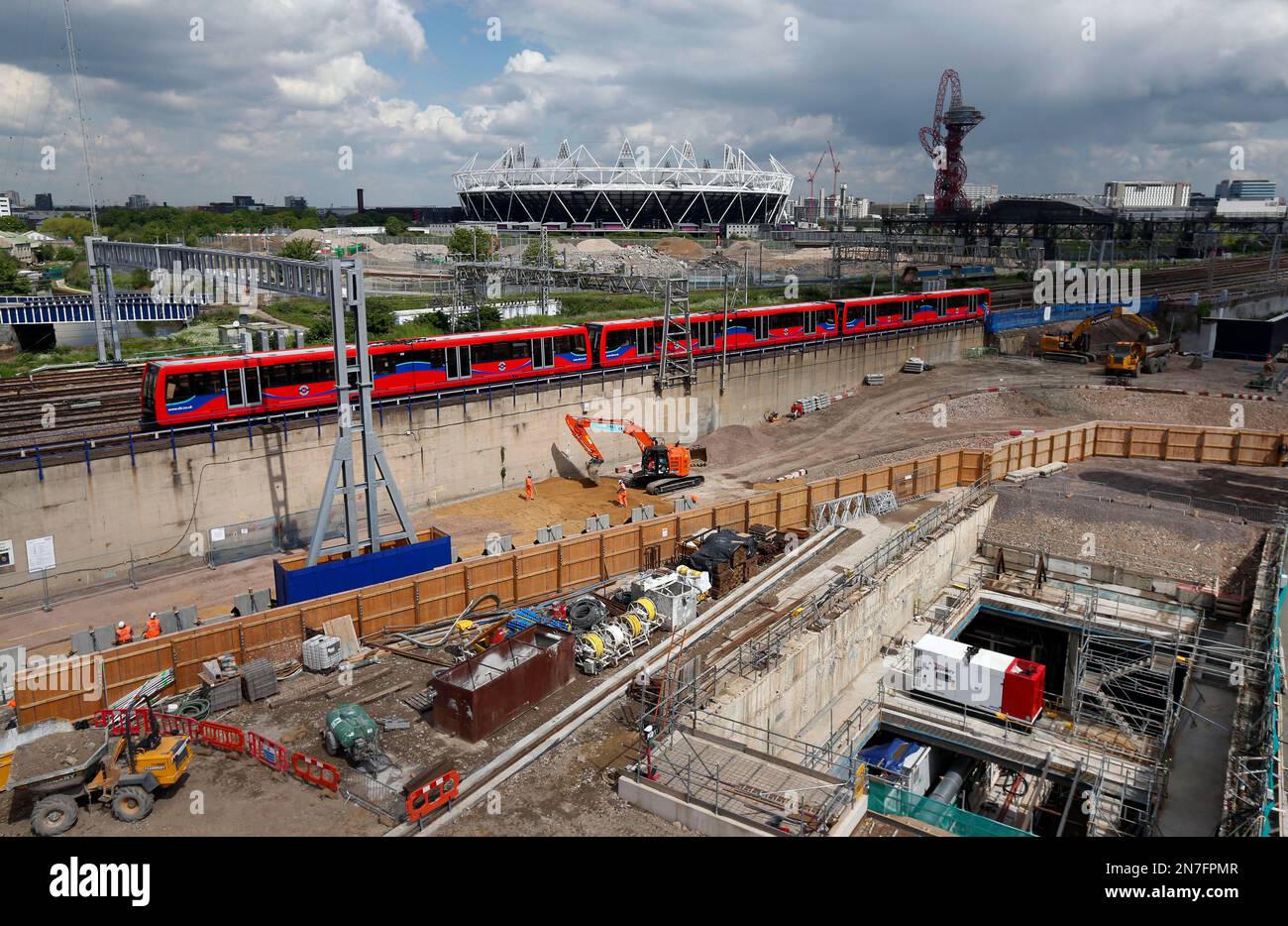 Backdropped by the Olympic Stadium, left, the Pudding Mill Lane