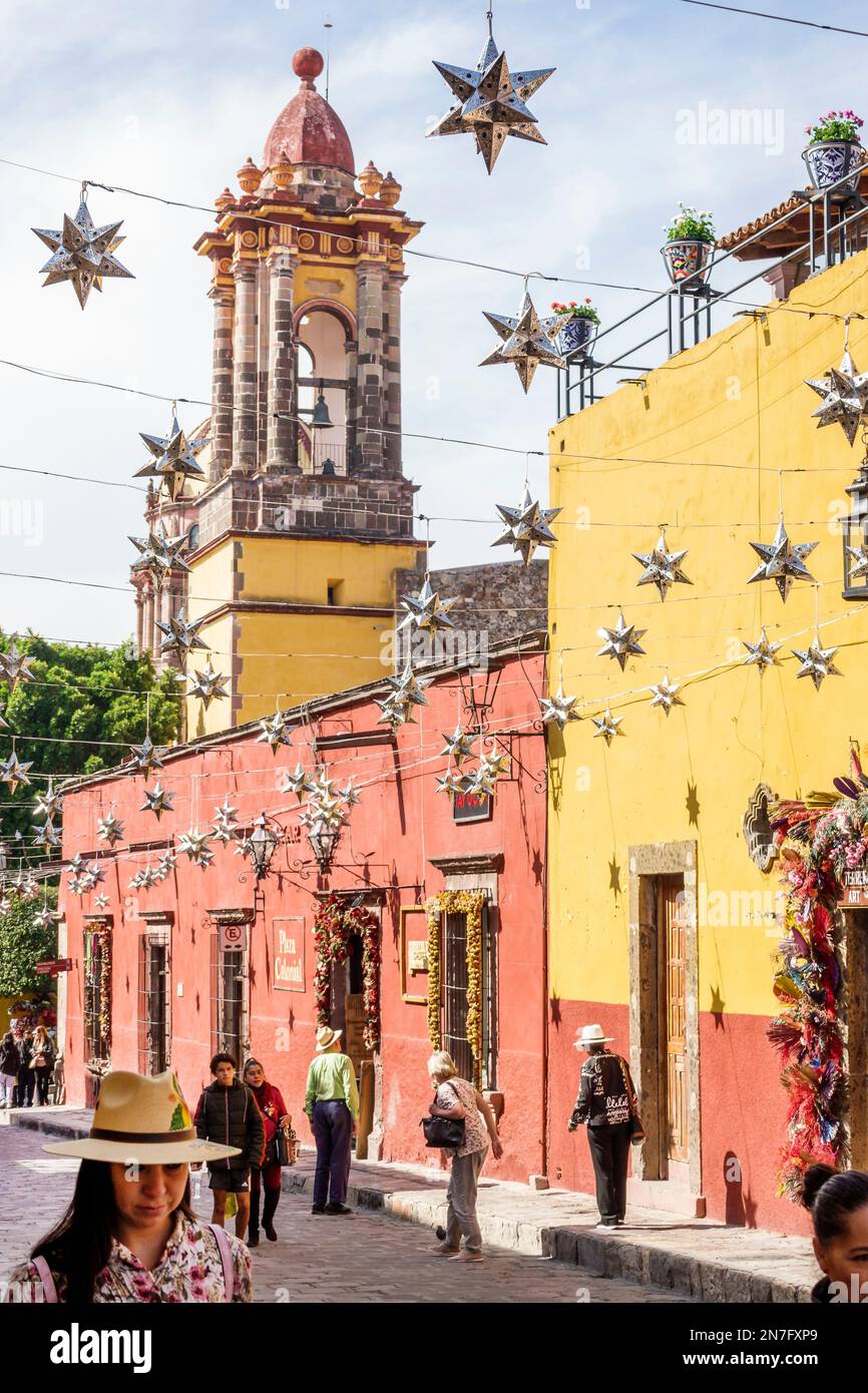 San Miguel de Allende Guanajuato Mexico,Historico Central historic center Zona Centro,Calle Canal Street,Templo de la Purisima Concepcion Las Monjas C Stock Photo